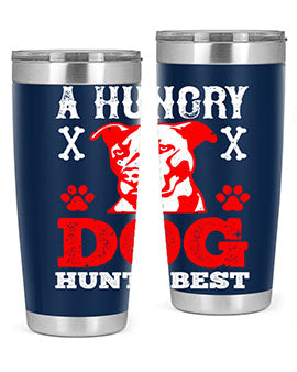 A Hungry Dog Hunts Best Style 198# Tumbler in stainless steel with a vibrant design, perfect for hot and cold beverages.