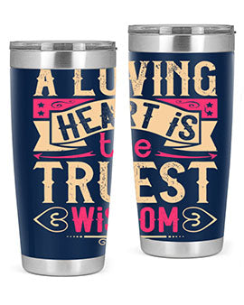 A Loving Heart is the Truest Wisdom Style 39# Tumbler featuring a double wall vacuum stainless steel design with a copper lining.