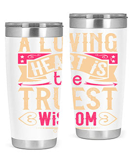 A Loving Heart is the Truest Wisdom Style 39# Tumbler featuring a double wall vacuum stainless steel design with a copper lining.