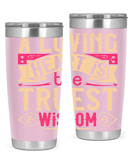 A Loving Heart is the Truest Wisdom Style 39# Tumbler featuring a double wall vacuum stainless steel design with a copper lining.