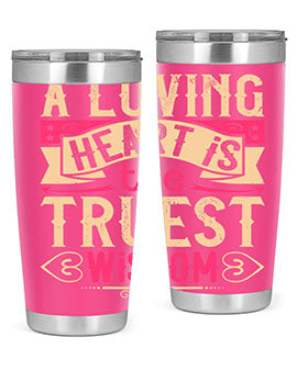 A Loving Heart is the Truest Wisdom Style 39# Tumbler featuring a double wall vacuum stainless steel design with a copper lining.