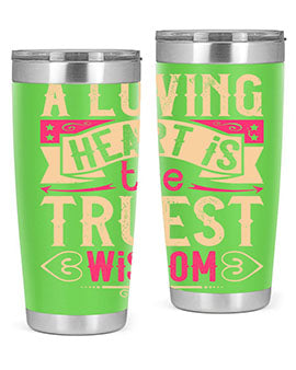 A Loving Heart is the Truest Wisdom Style 39# Tumbler featuring a double wall vacuum stainless steel design with a copper lining.
