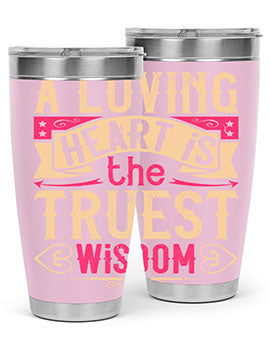 A Loving Heart is the Truest Wisdom Style 39# Tumbler featuring a double wall vacuum stainless steel design with a copper lining.