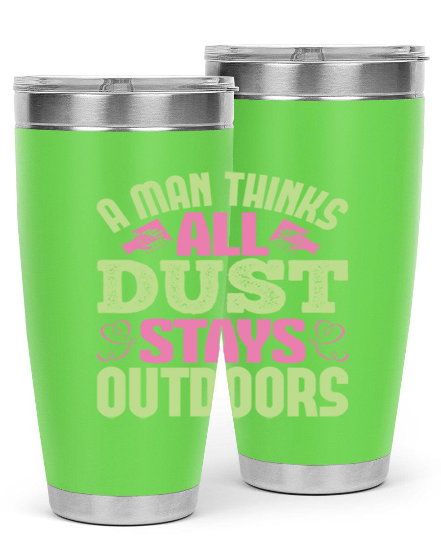 A stylish 20oz stainless steel tumbler with a double wall vacuum design, featuring a drink-thru lid and a modern print, perfect for hot and cold beverages.