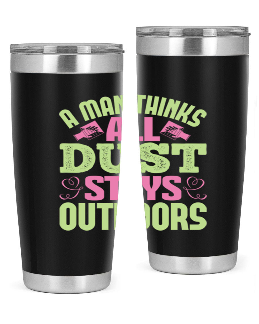 A stylish 20oz stainless steel tumbler with a double wall vacuum design, featuring a drink-thru lid and a modern print, perfect for hot and cold beverages.