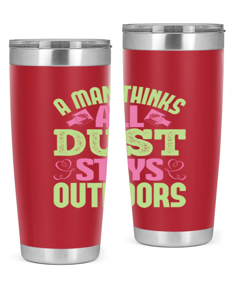 A stylish 20oz stainless steel tumbler with a double wall vacuum design, featuring a drink-thru lid and a modern print, perfect for hot and cold beverages.