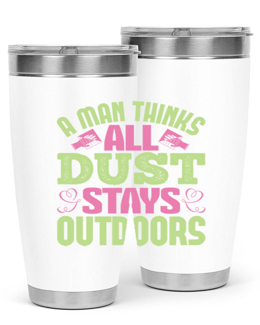 A stylish 20oz stainless steel tumbler with a double wall vacuum design, featuring a drink-thru lid and a modern print, perfect for hot and cold beverages.
