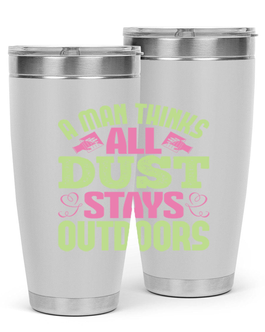A stylish 20oz stainless steel tumbler with a double wall vacuum design, featuring a drink-thru lid and a modern print, perfect for hot and cold beverages.