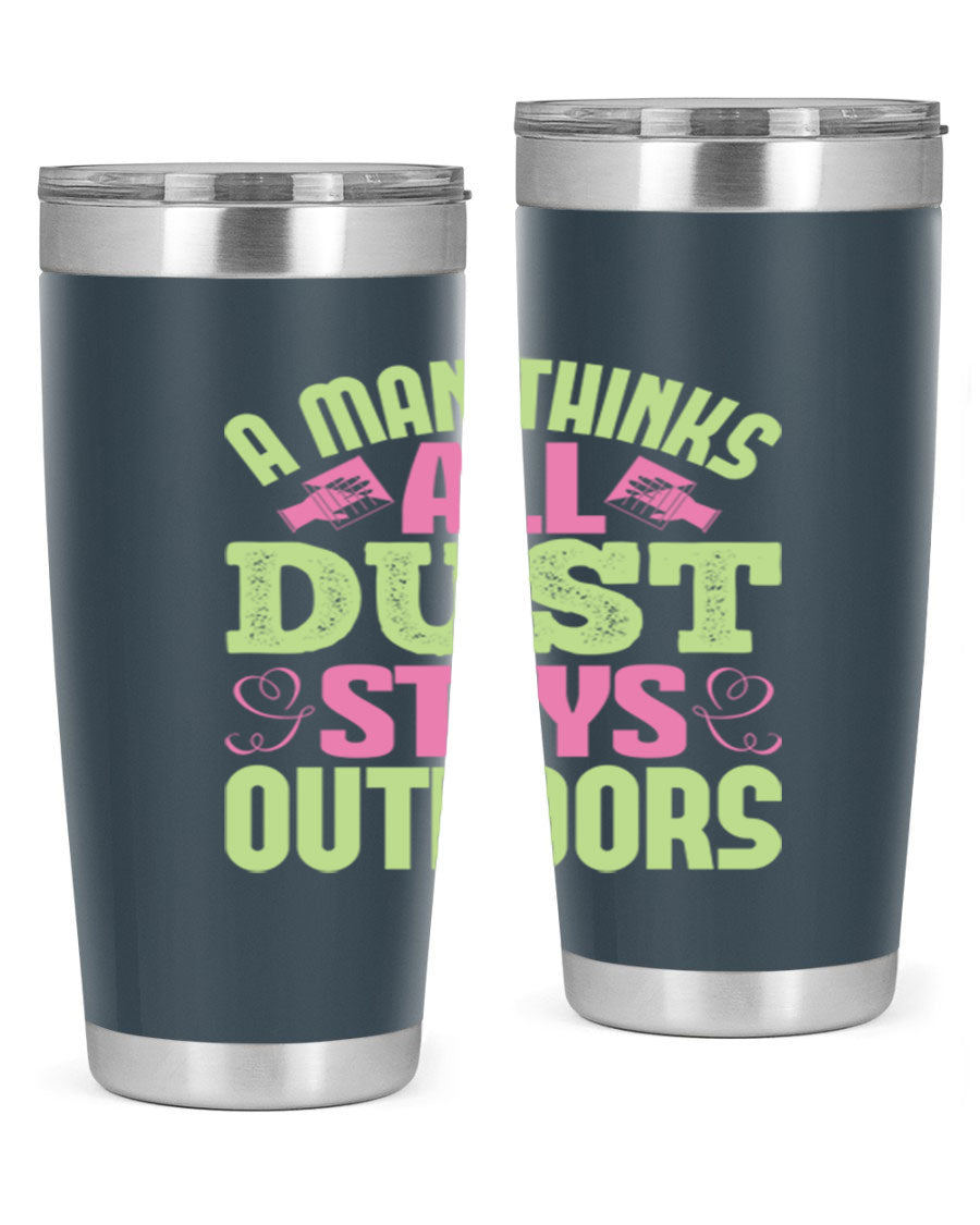 A stylish 20oz stainless steel tumbler with a double wall vacuum design, featuring a drink-thru lid and a modern print, perfect for hot and cold beverages.