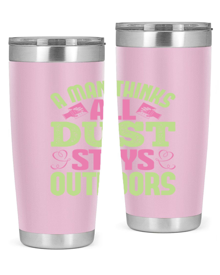 A stylish 20oz stainless steel tumbler with a double wall vacuum design, featuring a drink-thru lid and a modern print, perfect for hot and cold beverages.