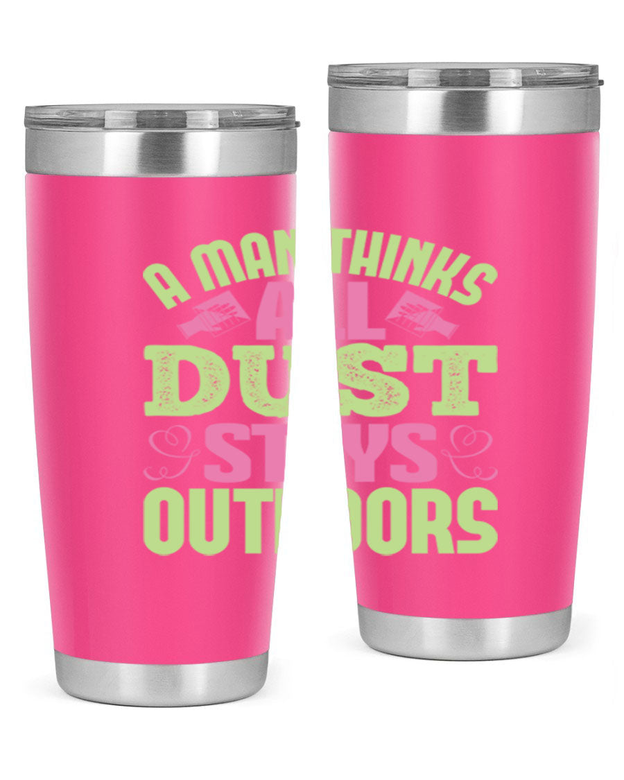 A stylish 20oz stainless steel tumbler with a double wall vacuum design, featuring a drink-thru lid and a modern print, perfect for hot and cold beverages.