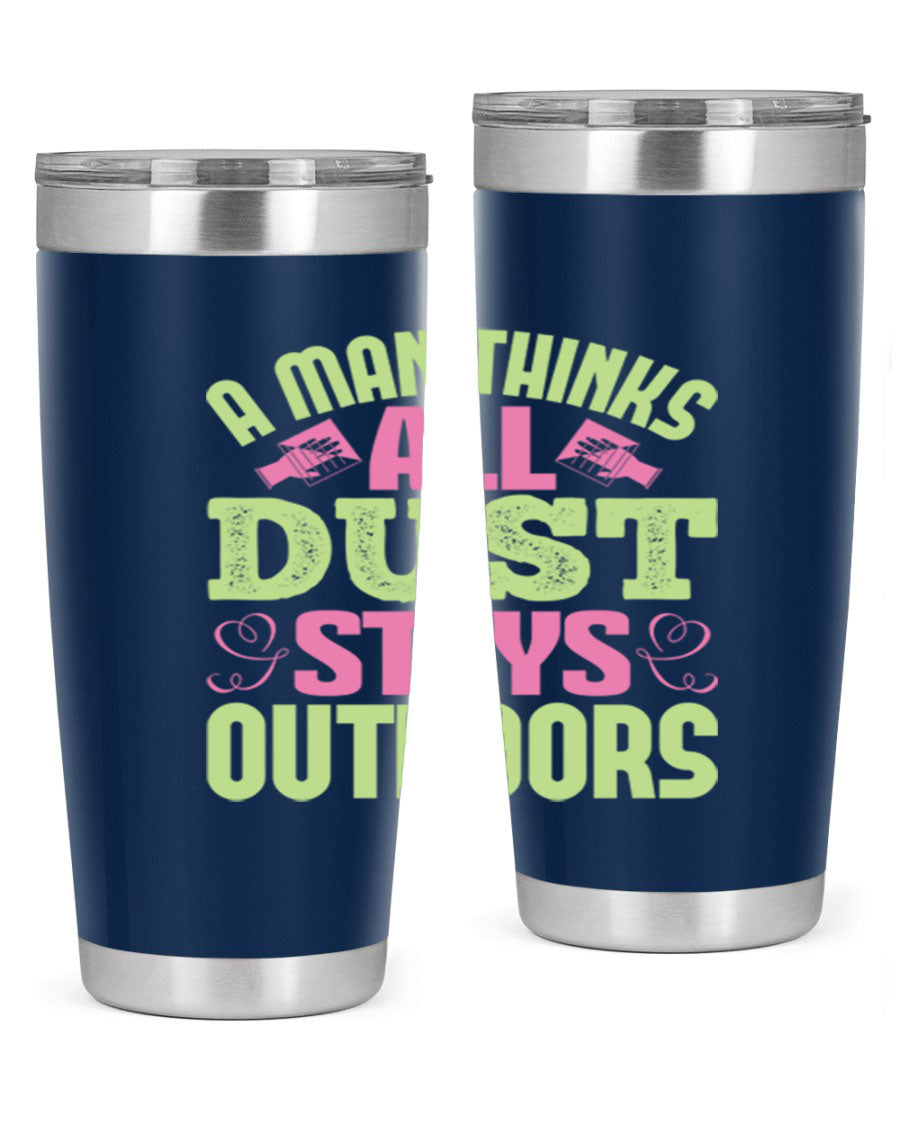 A stylish 20oz stainless steel tumbler with a double wall vacuum design, featuring a drink-thru lid and a modern print, perfect for hot and cold beverages.