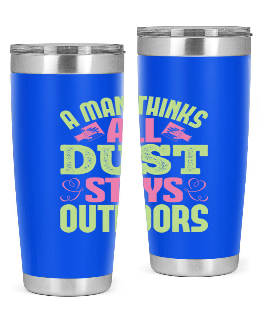 A stylish 20oz stainless steel tumbler with a double wall vacuum design, featuring a drink-thru lid and a modern print, perfect for hot and cold beverages.