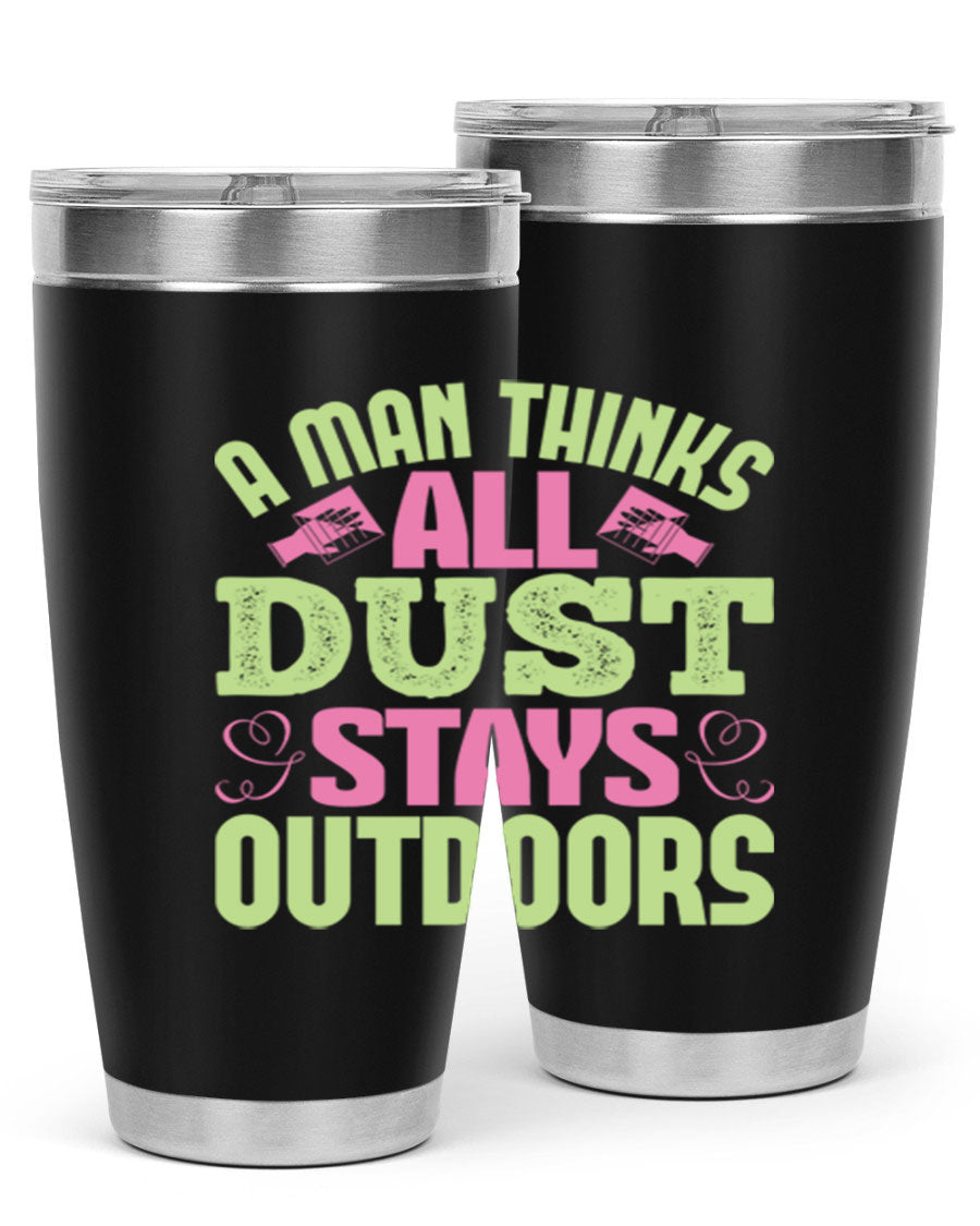 A stylish 20oz stainless steel tumbler with a double wall vacuum design, featuring a drink-thru lid and a modern print, perfect for hot and cold beverages.