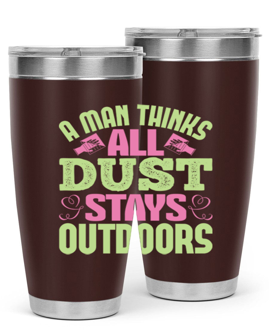 A stylish 20oz stainless steel tumbler with a double wall vacuum design, featuring a drink-thru lid and a modern print, perfect for hot and cold beverages.