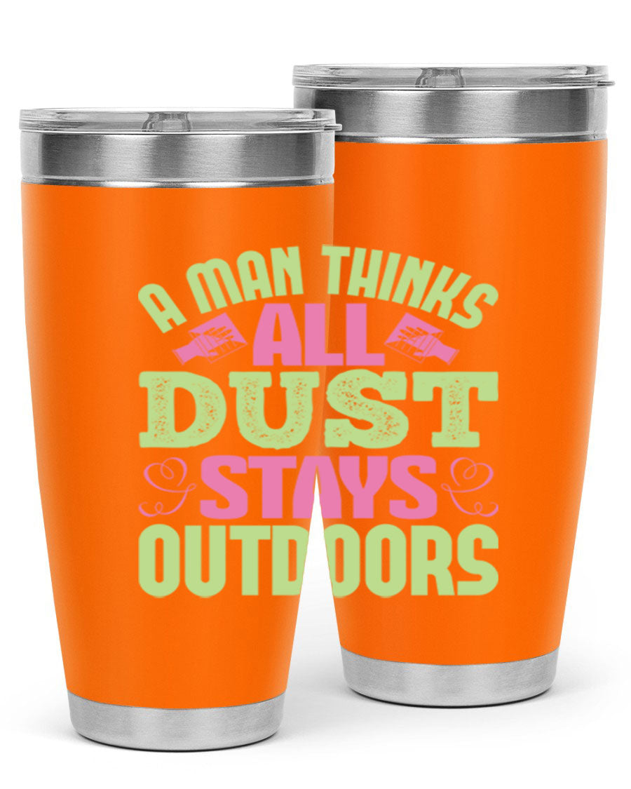 A stylish 20oz stainless steel tumbler with a double wall vacuum design, featuring a drink-thru lid and a modern print, perfect for hot and cold beverages.