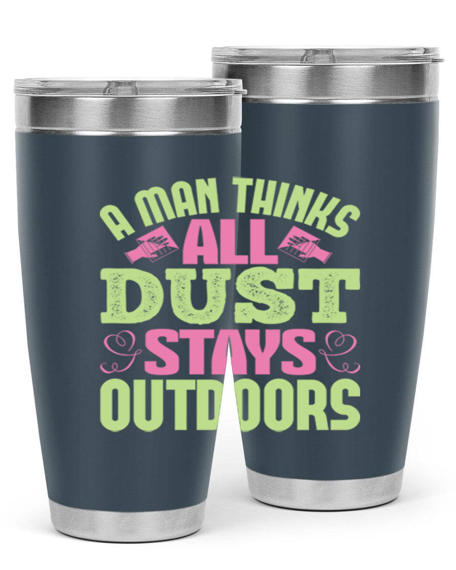 A stylish 20oz stainless steel tumbler with a double wall vacuum design, featuring a drink-thru lid and a modern print, perfect for hot and cold beverages.