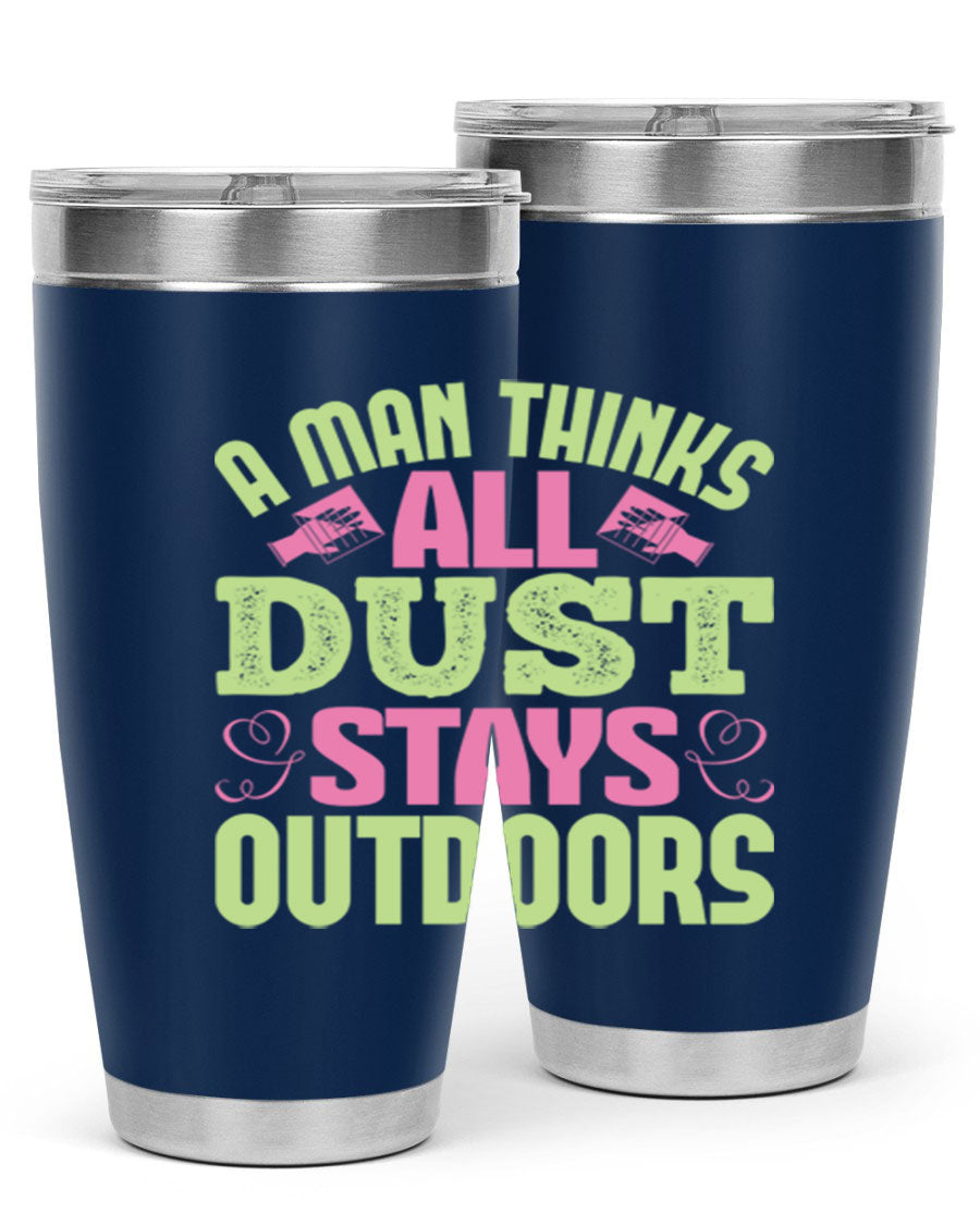 A stylish 20oz stainless steel tumbler with a double wall vacuum design, featuring a drink-thru lid and a modern print, perfect for hot and cold beverages.