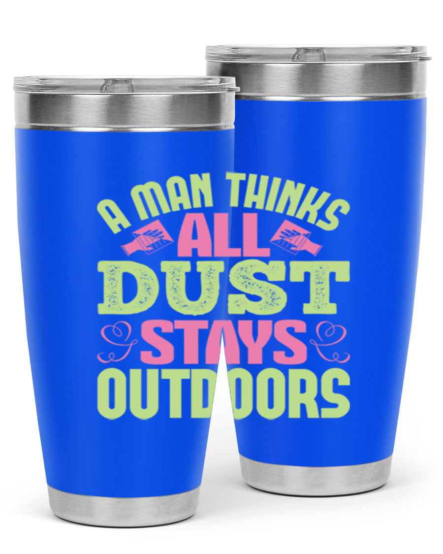 A stylish 20oz stainless steel tumbler with a double wall vacuum design, featuring a drink-thru lid and a modern print, perfect for hot and cold beverages.