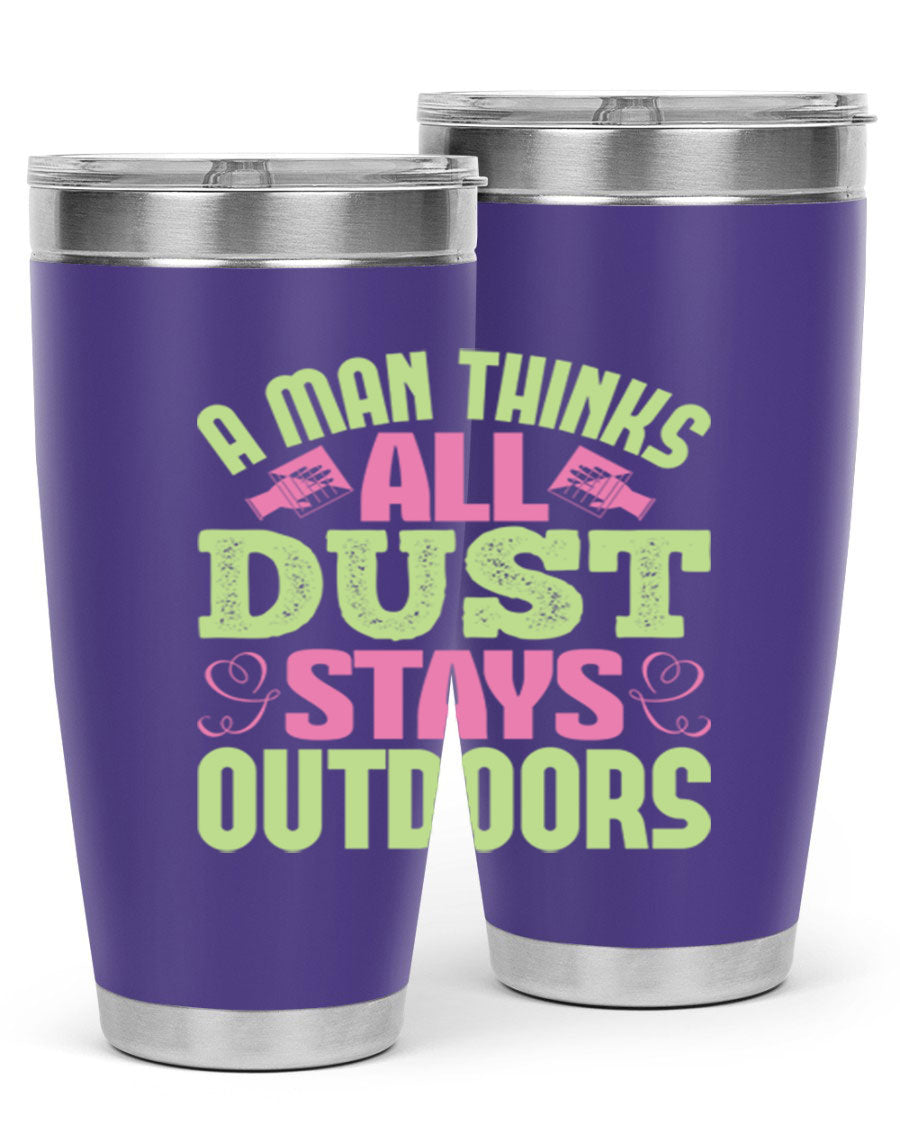 A stylish 20oz stainless steel tumbler with a double wall vacuum design, featuring a drink-thru lid and a modern print, perfect for hot and cold beverages.
