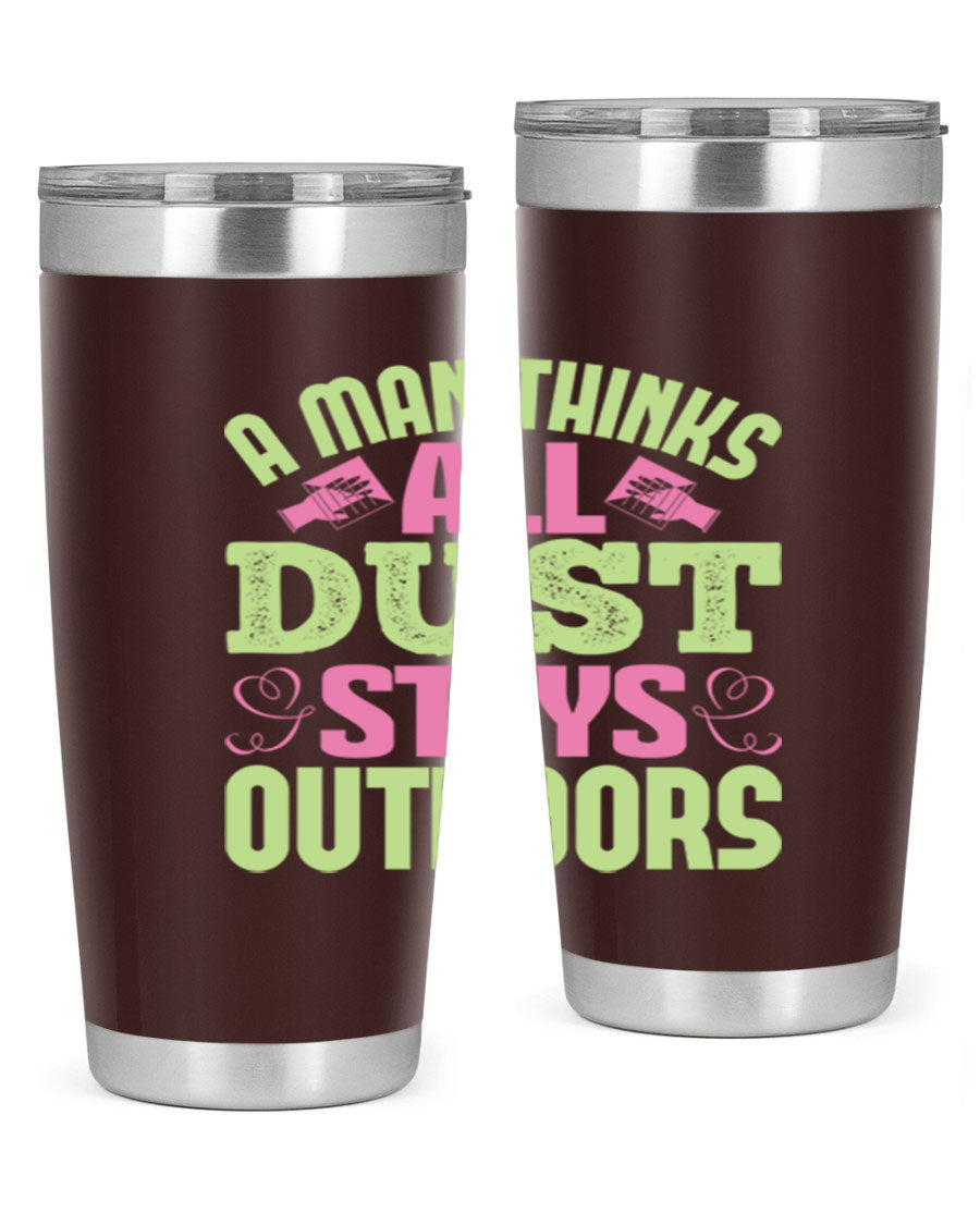 A stylish 20oz stainless steel tumbler with a double wall vacuum design, featuring a drink-thru lid and a modern print, perfect for hot and cold beverages.