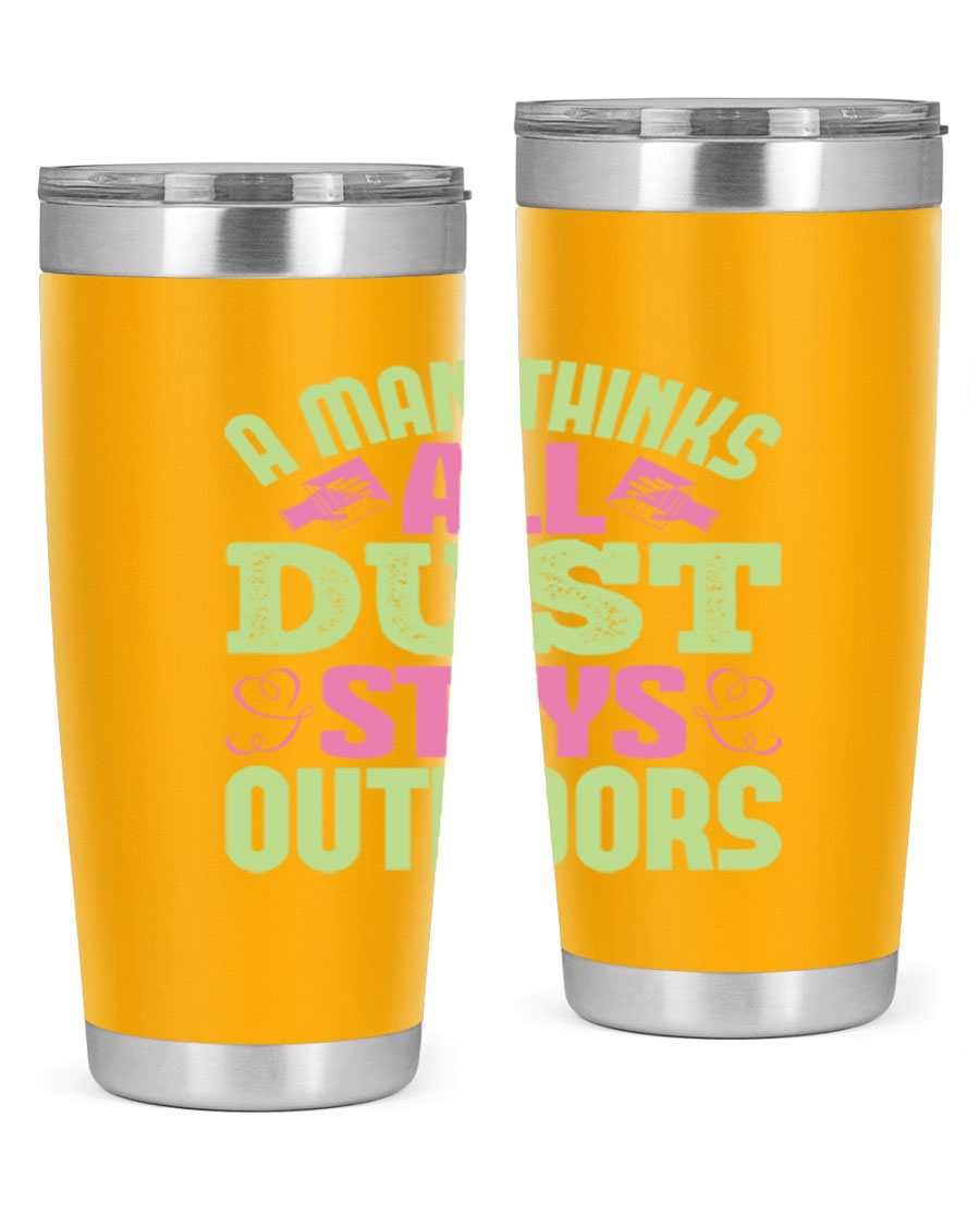 A stylish 20oz stainless steel tumbler with a double wall vacuum design, featuring a drink-thru lid and a modern print, perfect for hot and cold beverages.