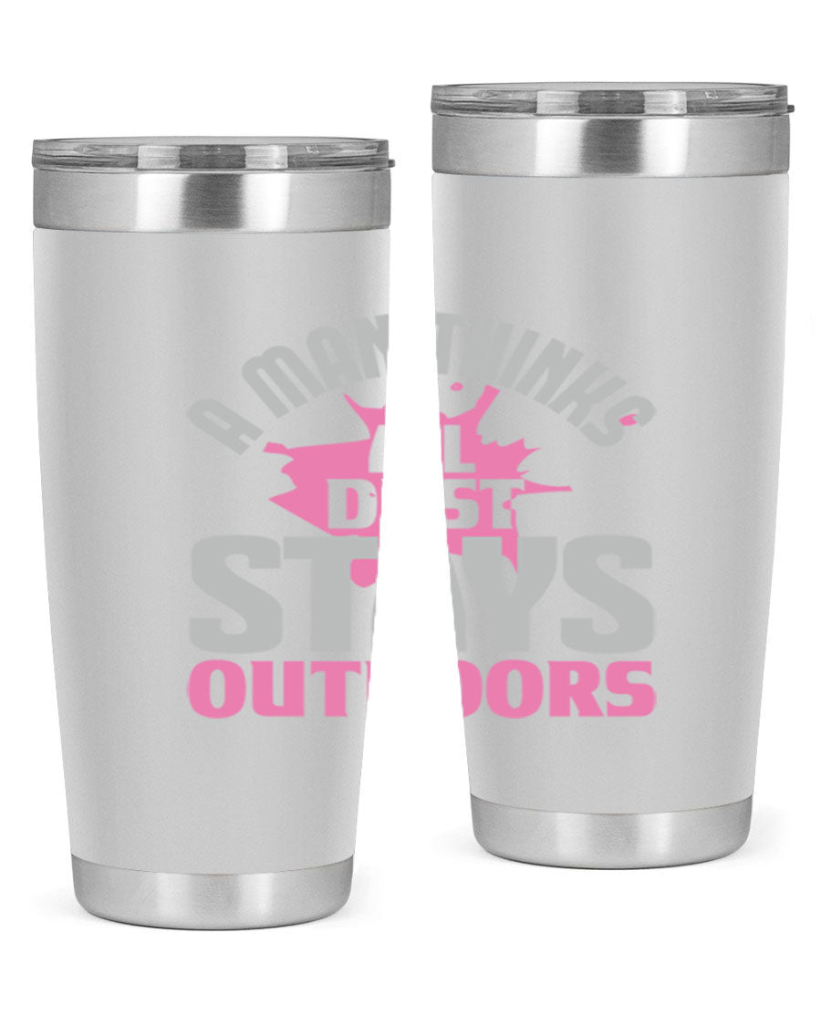 A stylish 20oz stainless steel tumbler with a humorous design, featuring double wall vacuum insulation and a drink-thru lid.