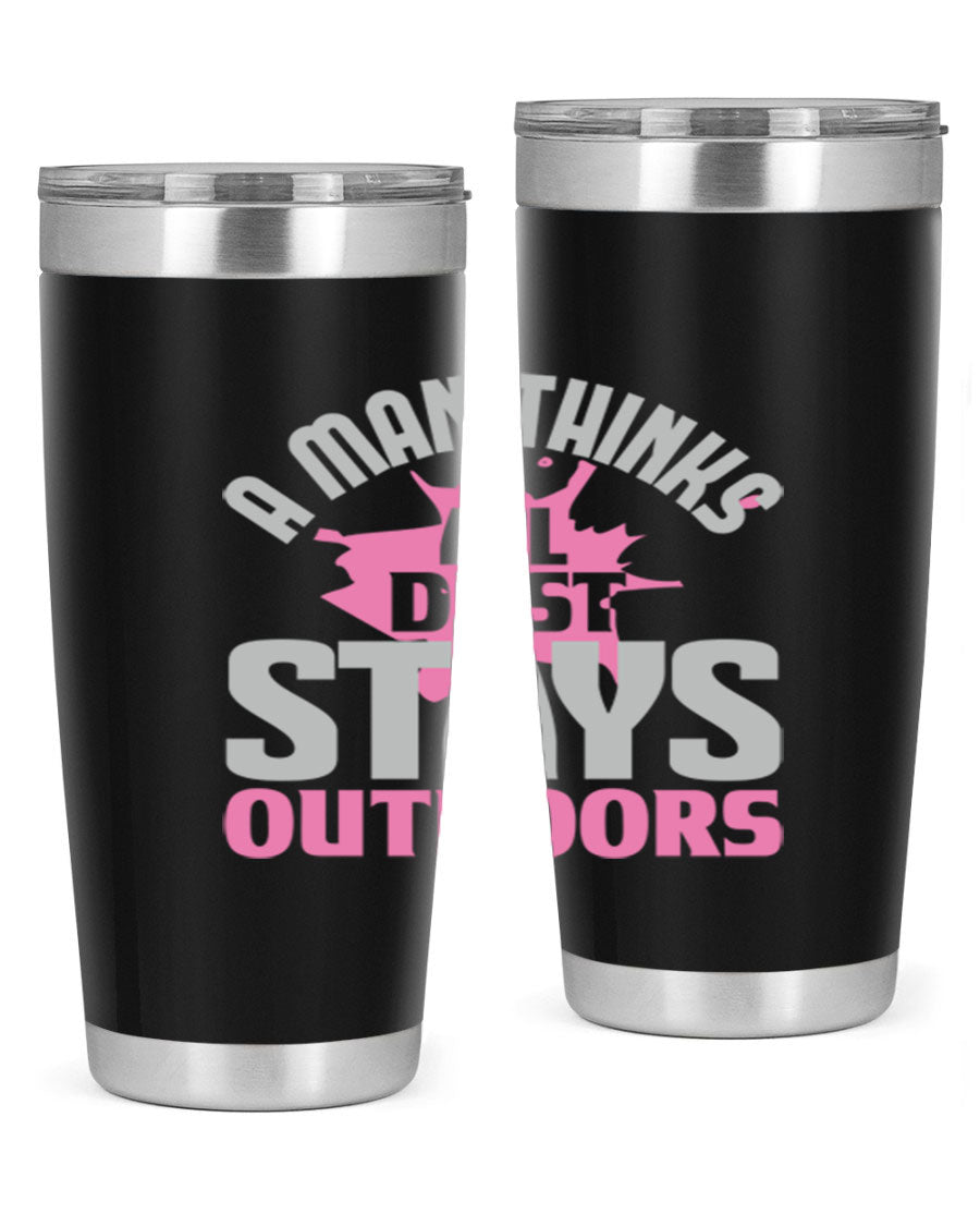 A stylish 20oz stainless steel tumbler with a humorous design, featuring double wall vacuum insulation and a drink-thru lid.