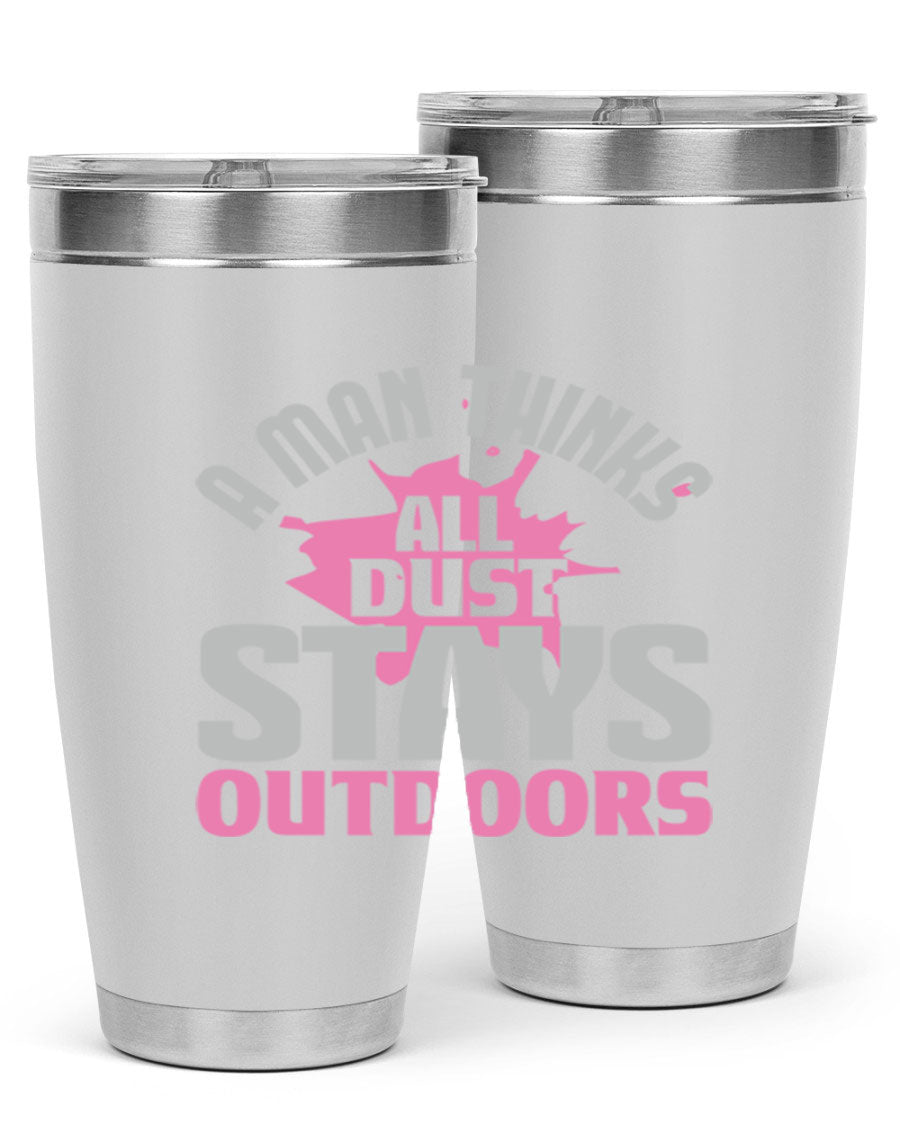 A stylish 20oz stainless steel tumbler with a humorous design, featuring double wall vacuum insulation and a drink-thru lid.