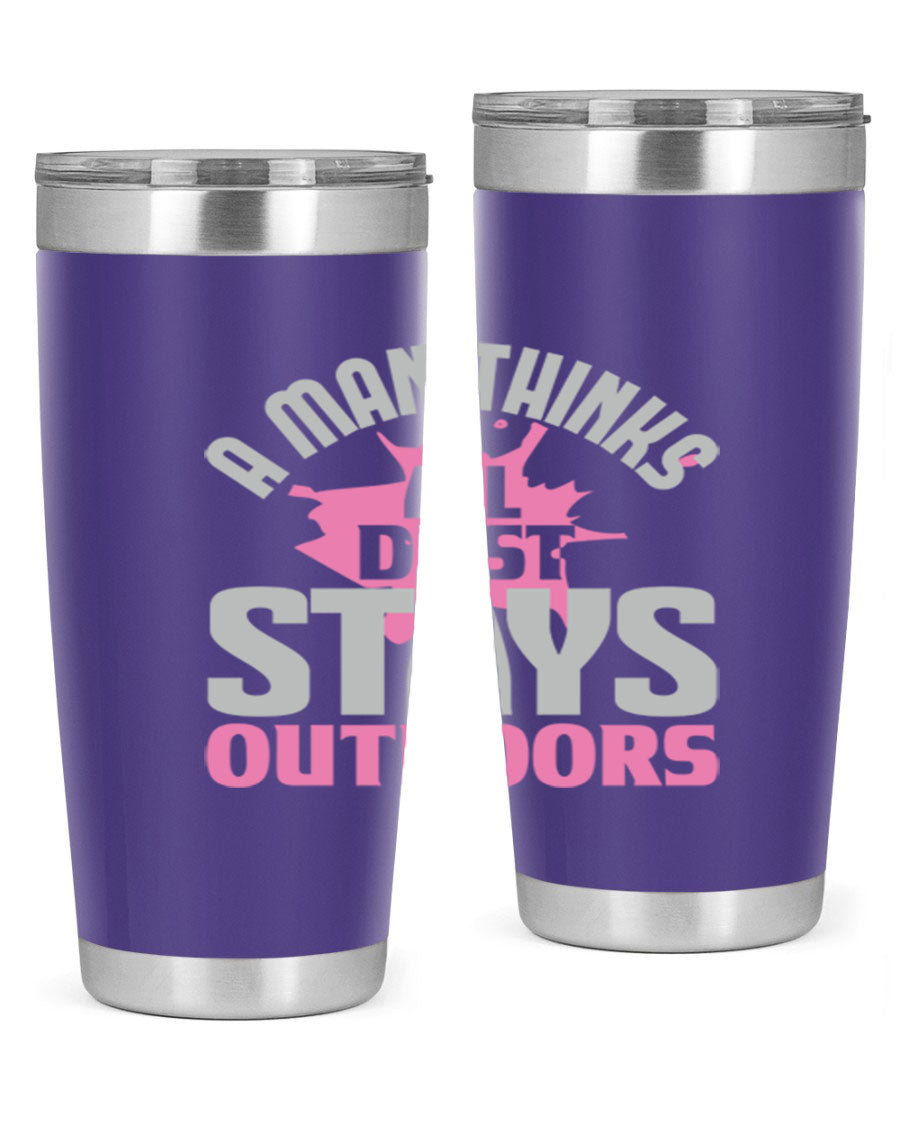 A stylish 20oz stainless steel tumbler with a humorous design, featuring double wall vacuum insulation and a drink-thru lid.