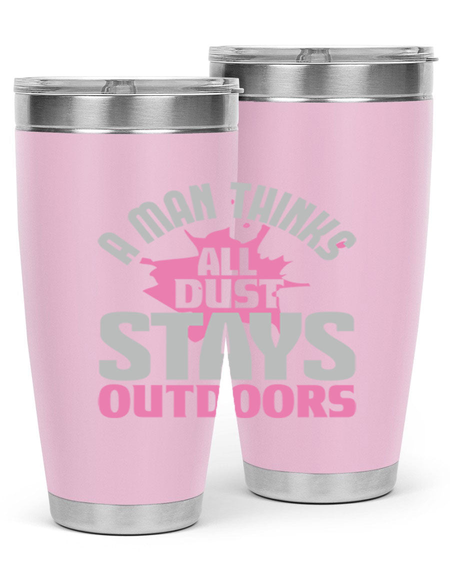 A stylish 20oz stainless steel tumbler with a humorous design, featuring double wall vacuum insulation and a drink-thru lid.