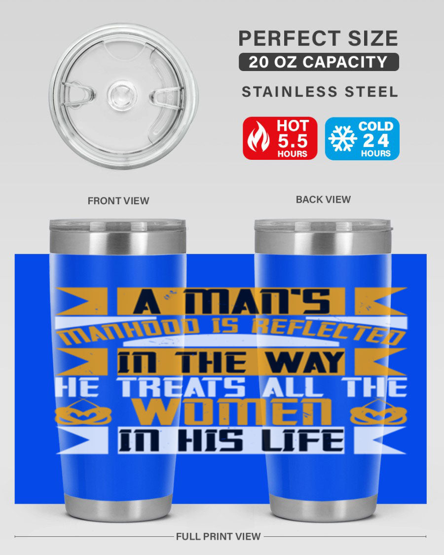 A stylish 20oz stainless steel tumbler with a press-in lid, showcasing a modern design and copper lining, perfect for hot and cold beverages.