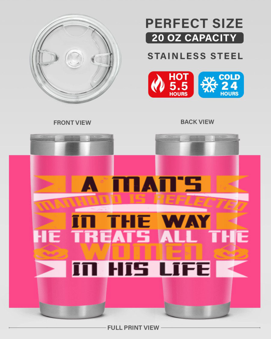 A stylish 20oz stainless steel tumbler with a press-in lid, showcasing a modern design and copper lining, perfect for hot and cold beverages.