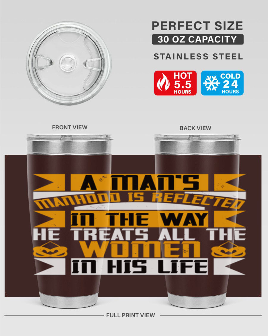 A stylish 20oz stainless steel tumbler with a press-in lid, showcasing a modern design and copper lining, perfect for hot and cold beverages.