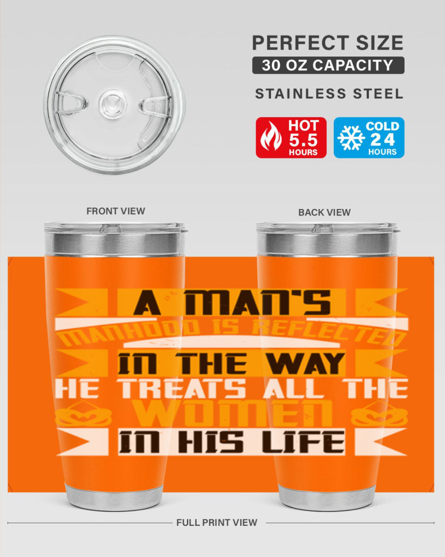 A stylish 20oz stainless steel tumbler with a press-in lid, showcasing a modern design and copper lining, perfect for hot and cold beverages.