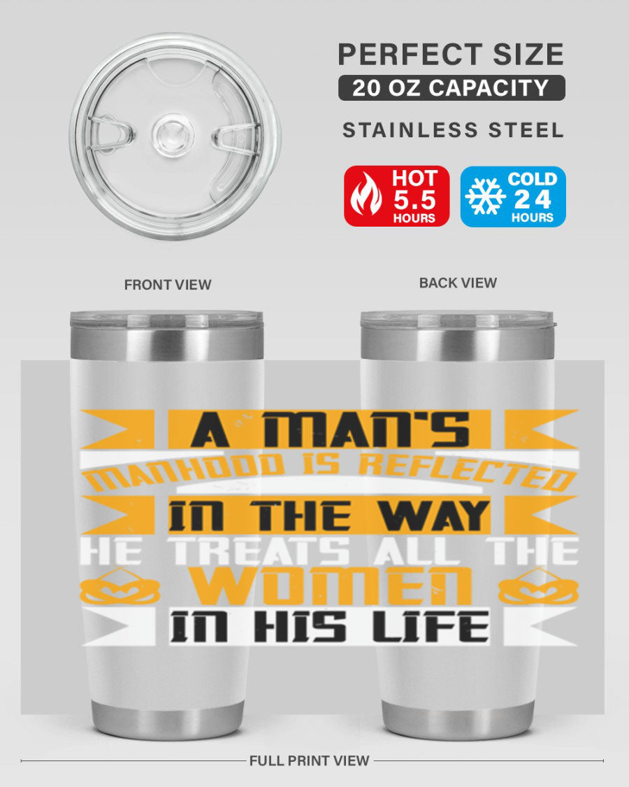 A stylish 20oz stainless steel tumbler with a press-in lid, showcasing a modern design and copper lining, perfect for hot and cold beverages.