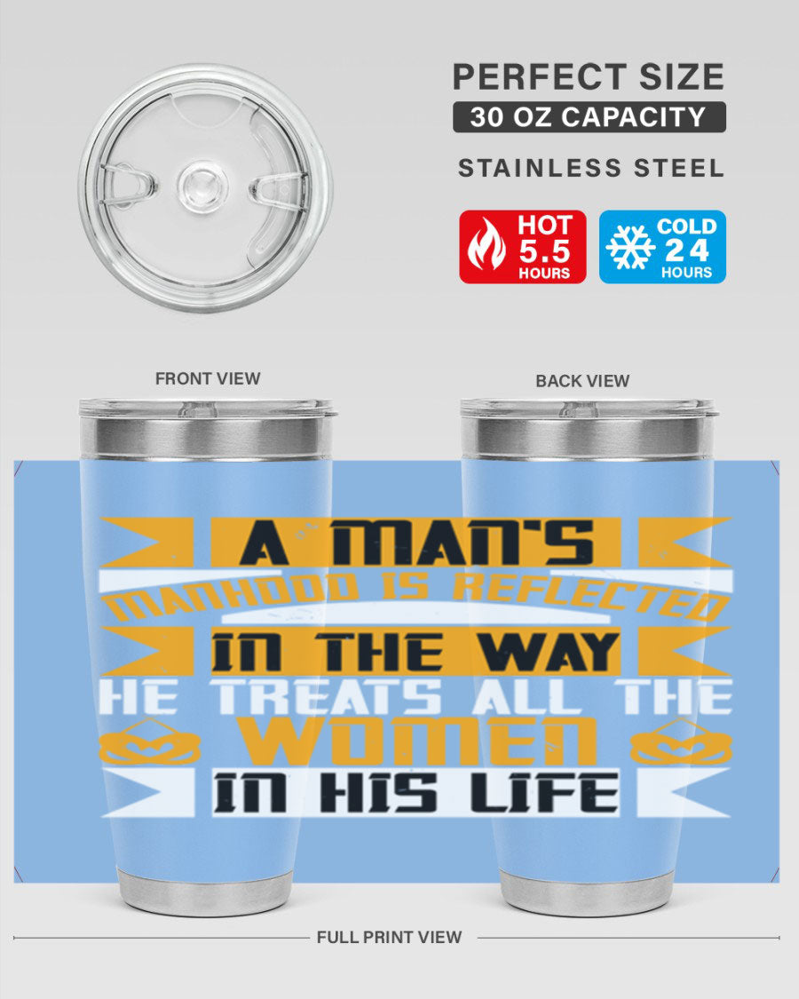 A stylish 20oz stainless steel tumbler with a press-in lid, showcasing a modern design and copper lining, perfect for hot and cold beverages.