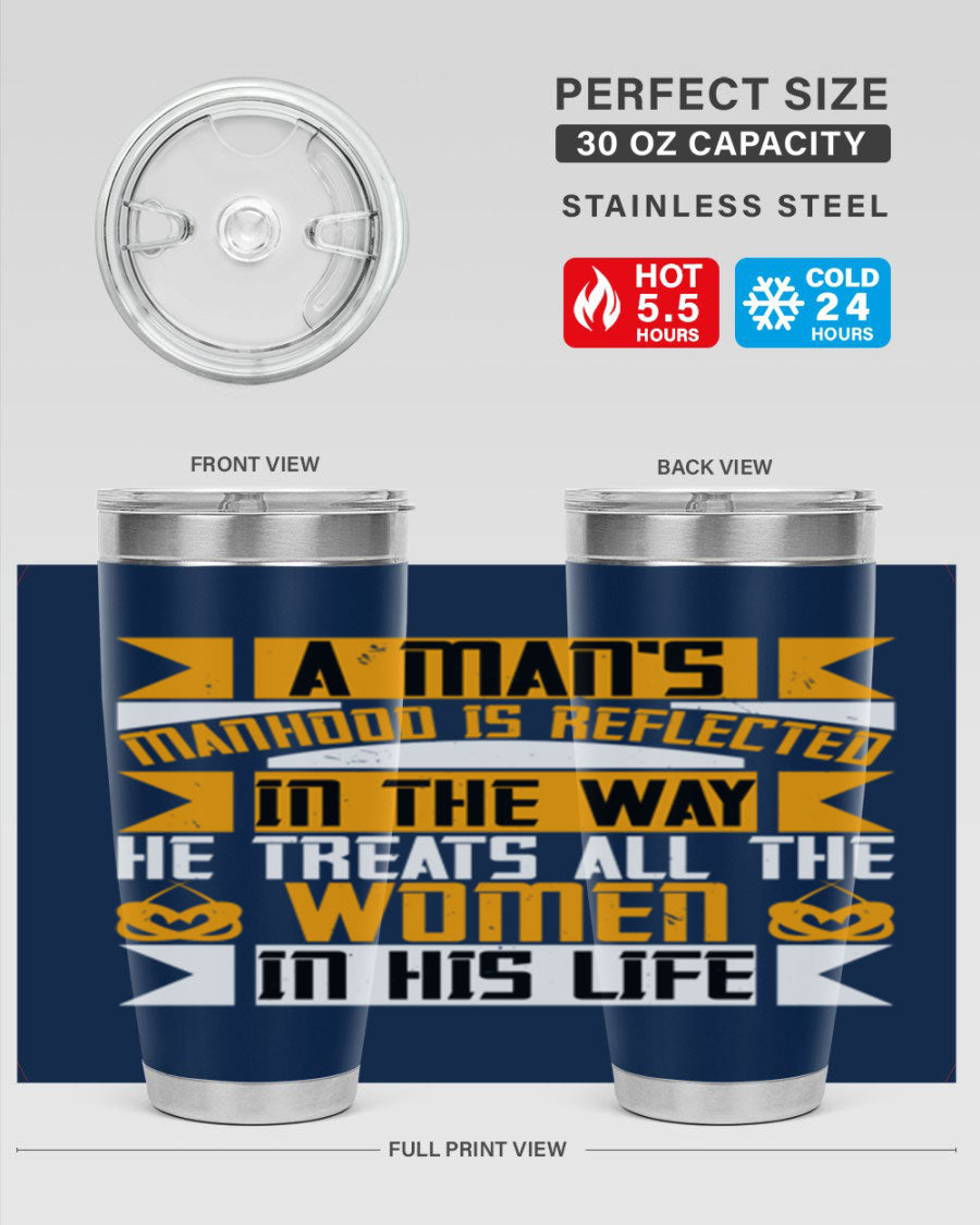 A stylish 20oz stainless steel tumbler with a press-in lid, showcasing a modern design and copper lining, perfect for hot and cold beverages.