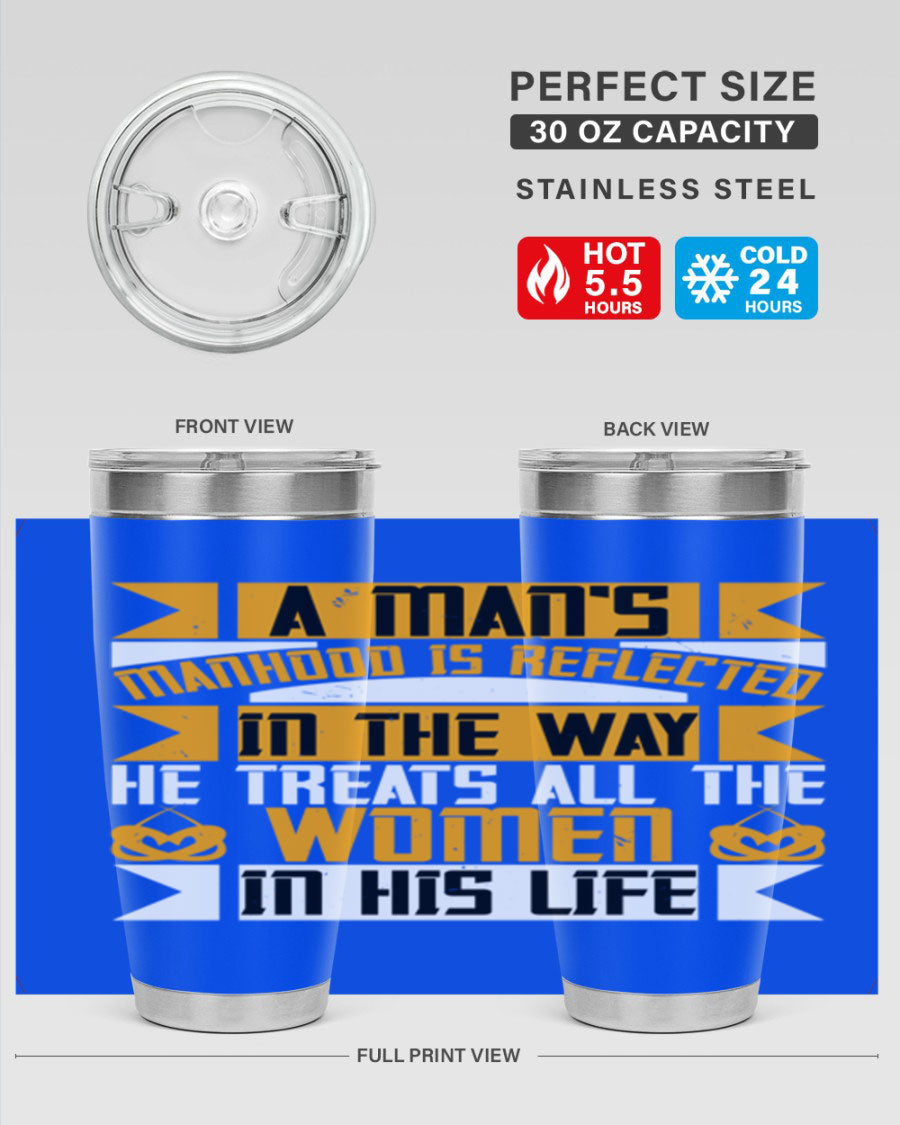 A stylish 20oz stainless steel tumbler with a press-in lid, showcasing a modern design and copper lining, perfect for hot and cold beverages.