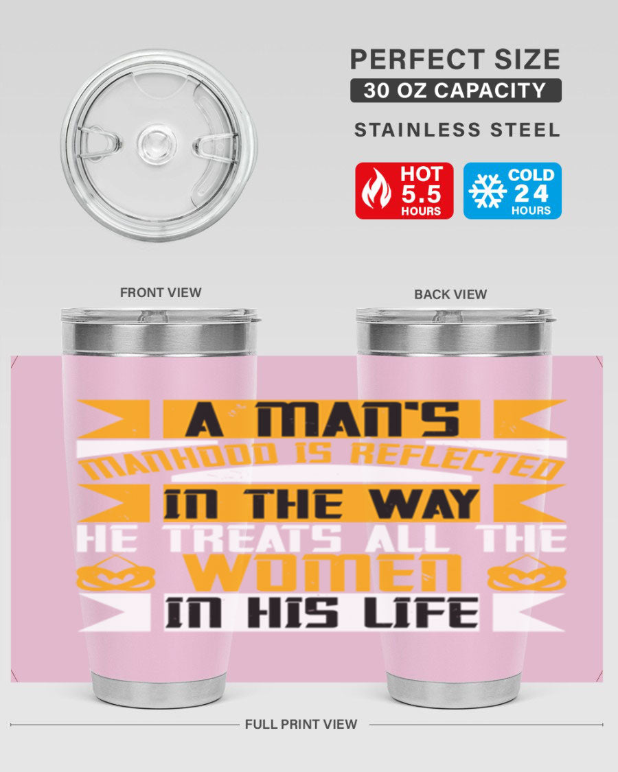 A stylish 20oz stainless steel tumbler with a press-in lid, showcasing a modern design and copper lining, perfect for hot and cold beverages.