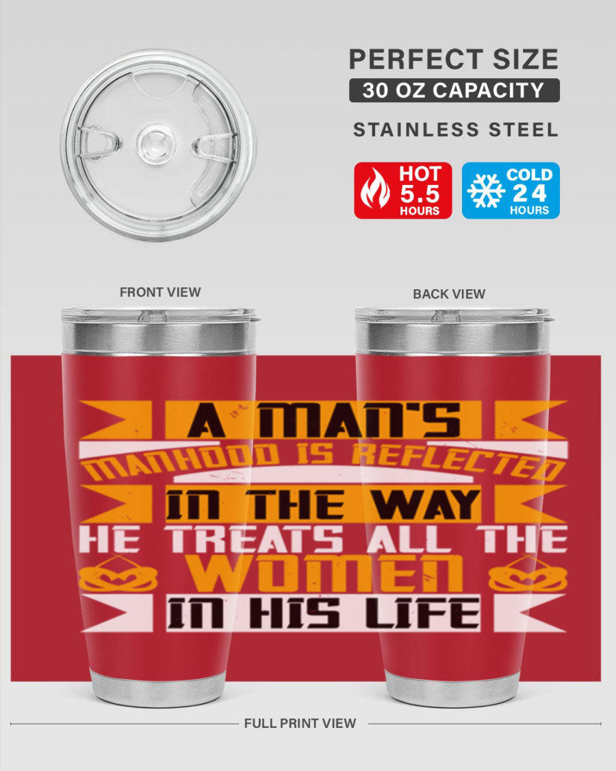 A stylish 20oz stainless steel tumbler with a press-in lid, showcasing a modern design and copper lining, perfect for hot and cold beverages.