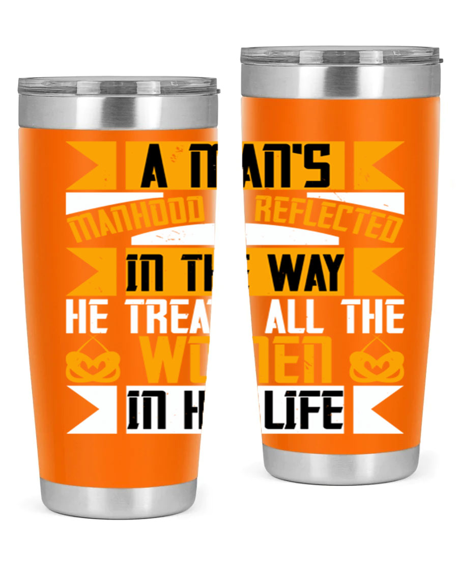 A stylish 20oz stainless steel tumbler with a press-in lid, showcasing a modern design and copper lining, perfect for hot and cold beverages.