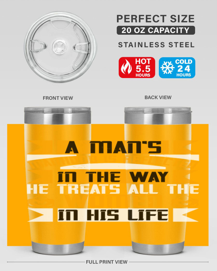 A stylish 20oz stainless steel tumbler with a press-in lid, showcasing a modern design and copper lining, perfect for hot and cold beverages.