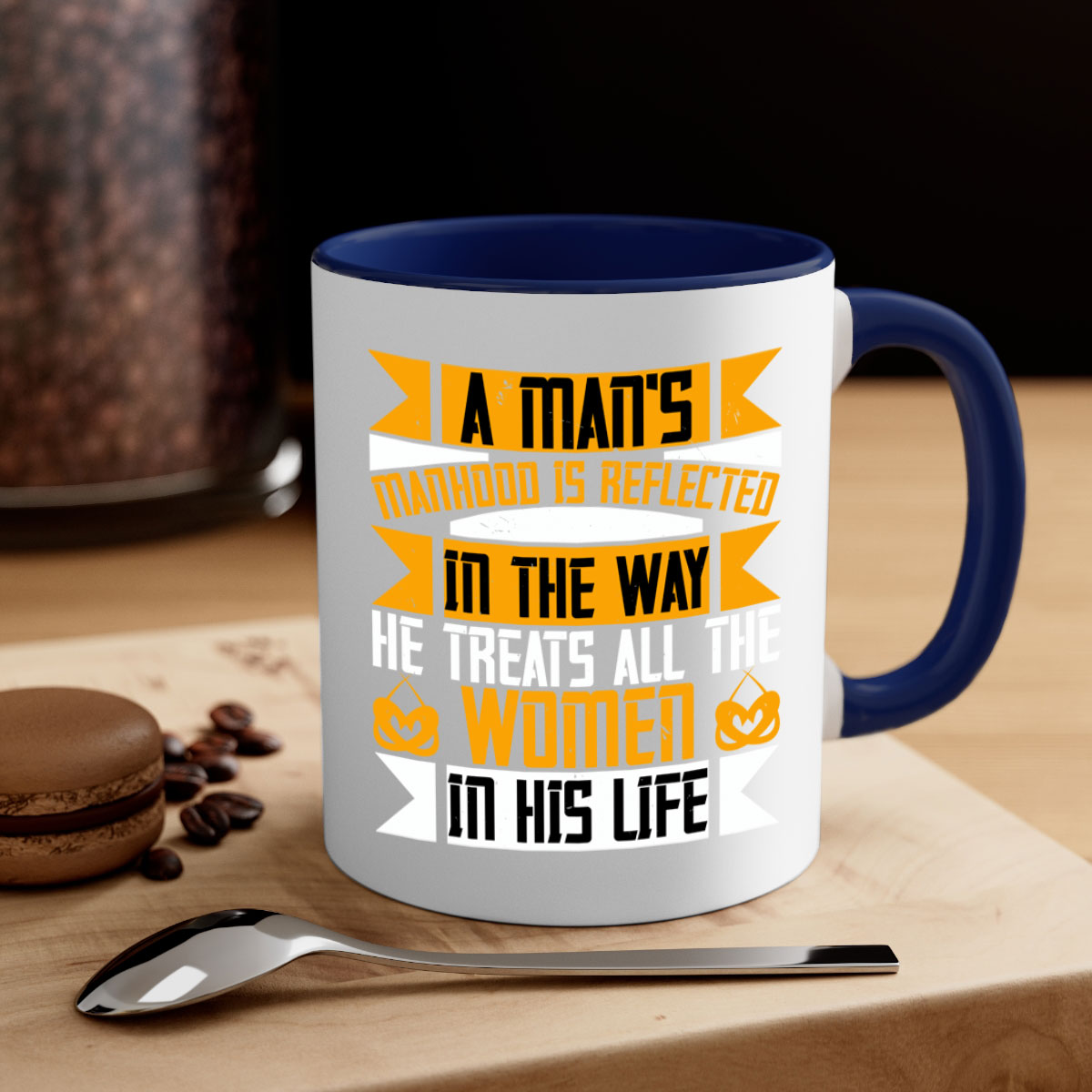 A stylish two-tone ceramic mug with a colored handle and glossy finish, available in five colors and two sizes, perfect for coffee or tea.