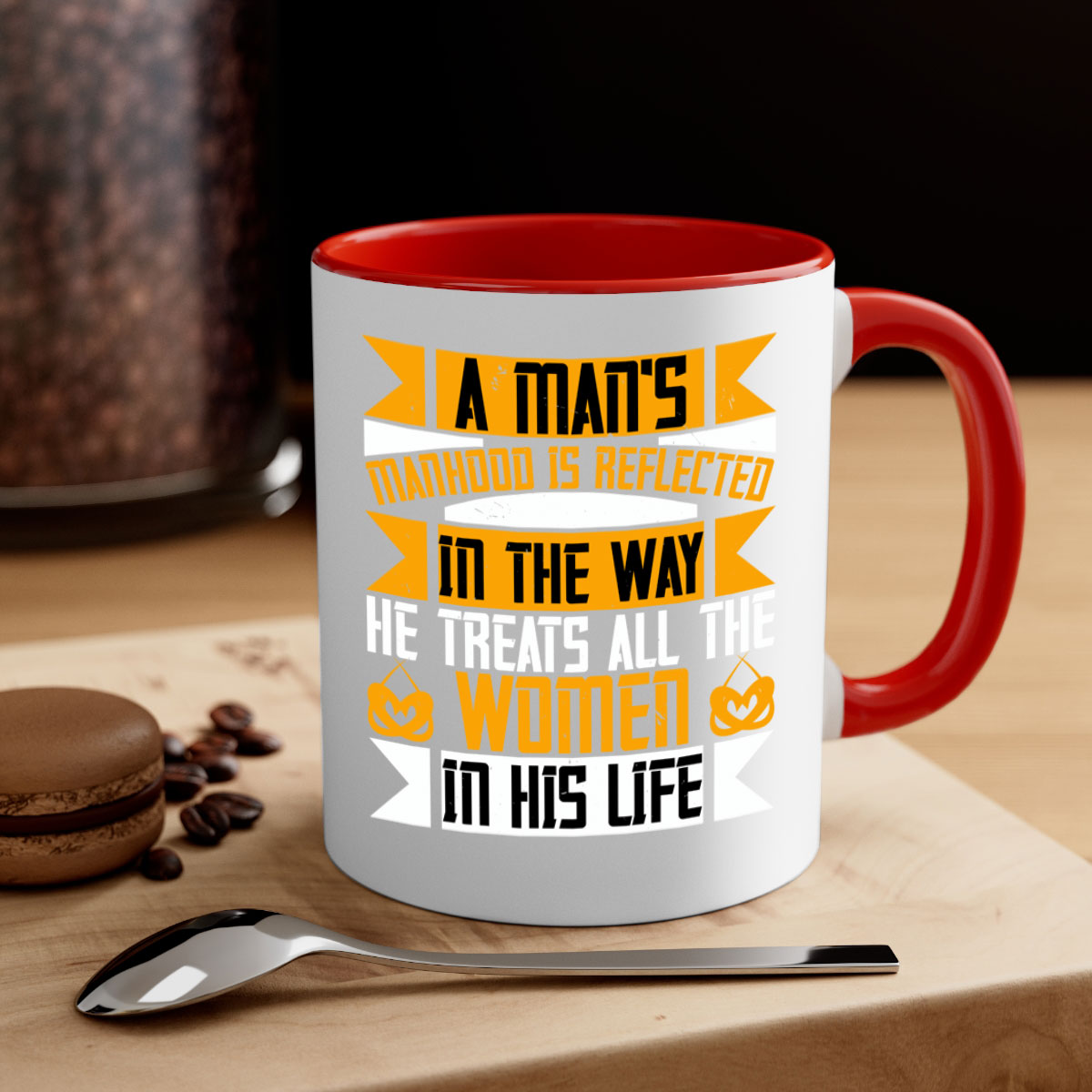 A stylish two-tone ceramic mug with a colored handle and glossy finish, available in five colors and two sizes, perfect for coffee or tea.