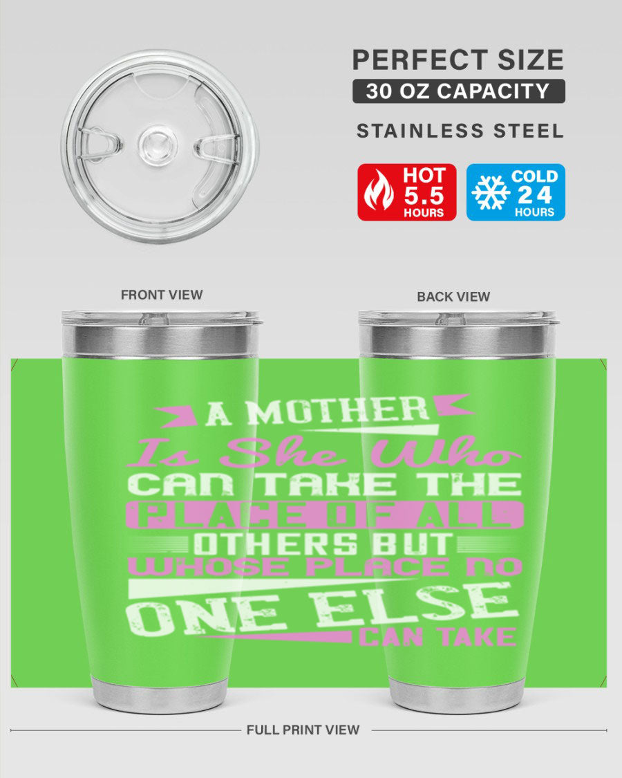 Stylish 20oz and 30oz stainless steel tumblers with a heartfelt message about motherhood, featuring a double wall vacuum design.