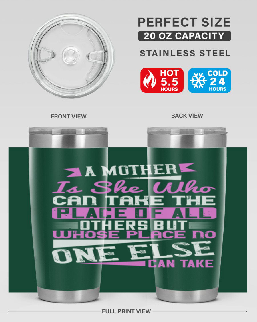 Stylish 20oz and 30oz stainless steel tumblers with a heartfelt message about motherhood, featuring a double wall vacuum design.