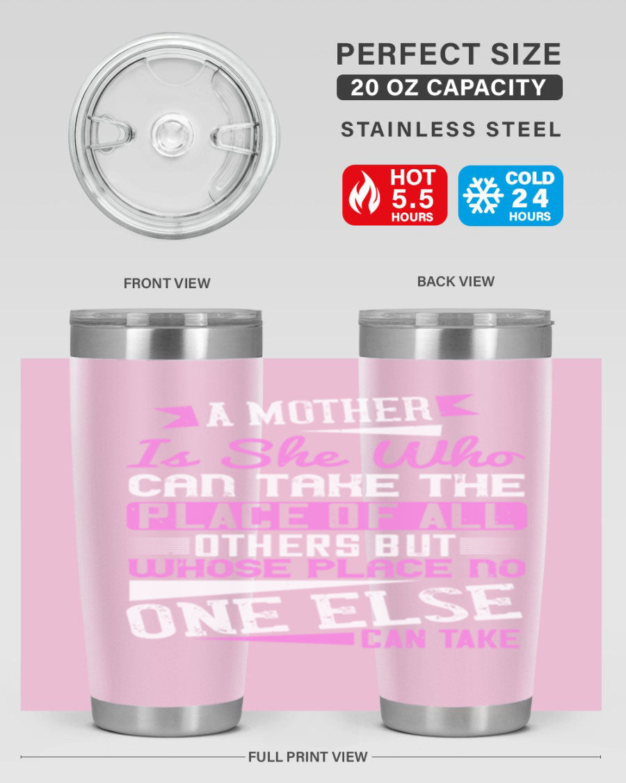 Stylish 20oz and 30oz stainless steel tumblers with a heartfelt message about motherhood, featuring a double wall vacuum design.