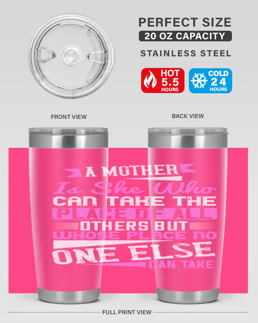 Stylish 20oz and 30oz stainless steel tumblers with a heartfelt message about motherhood, featuring a double wall vacuum design.