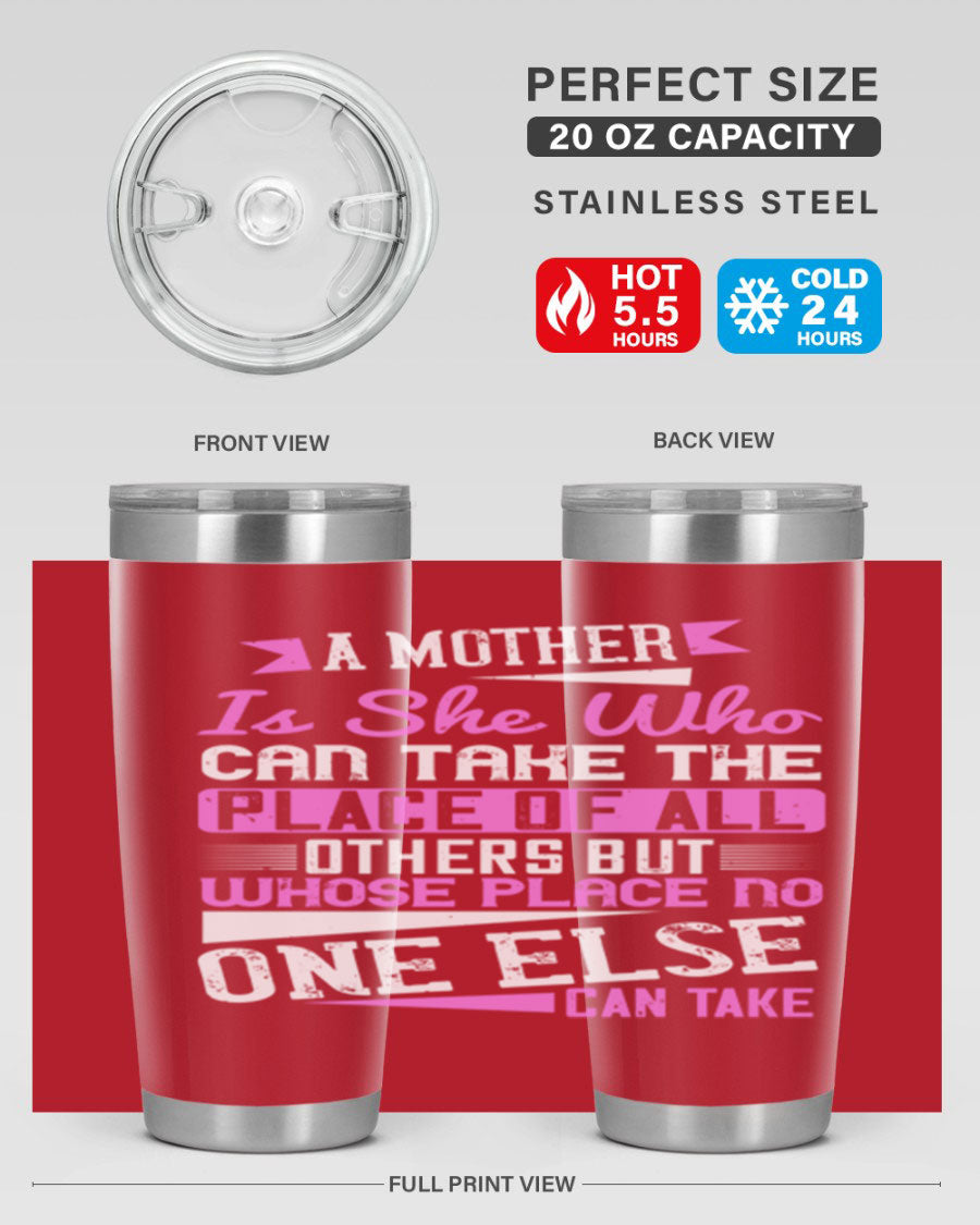 Stylish 20oz and 30oz stainless steel tumblers with a heartfelt message about motherhood, featuring a double wall vacuum design.